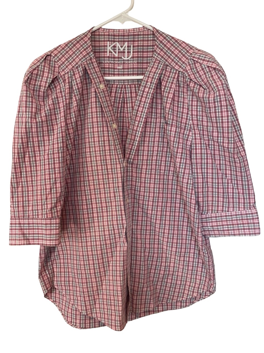 KMJ Kate McHale Jensen Plaid Button Front Blouse